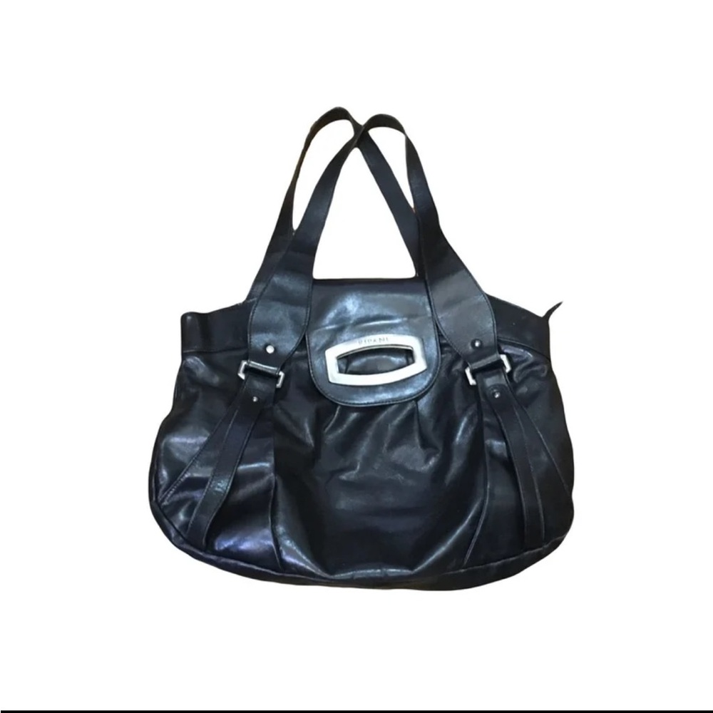 RIPANI Large Black Shoulder Bag • Leather • Dark hardware 19” x 13.5”
